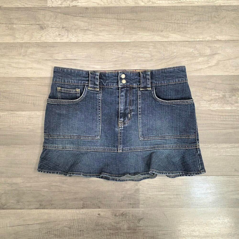 Y2K Ruffle Mini Skirt Low Rise Ruffle Hem Coquette McBling Size 6 Summer